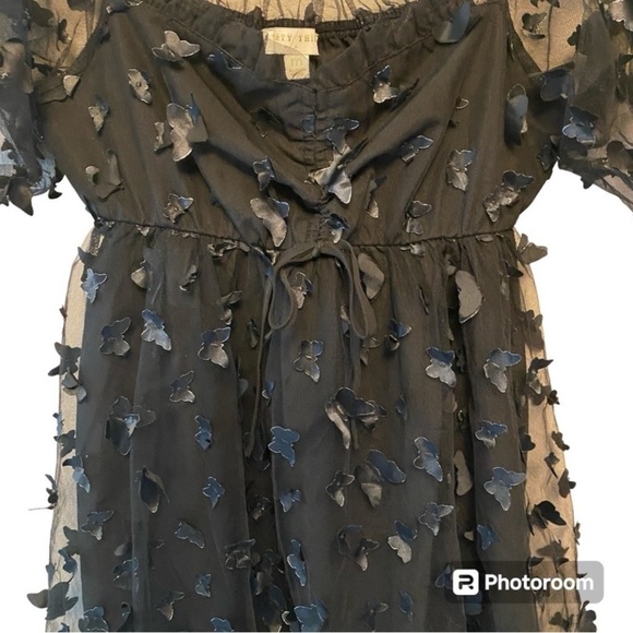 Butterfly Thirty Thirty LA Black Babydoll Sheer Mini Dress Womens size Medium - Picture 13 of 16